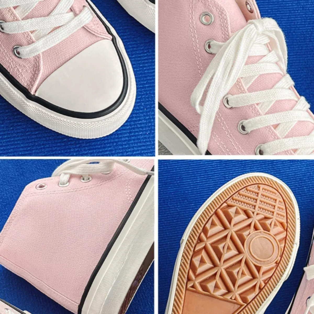 1970s Retro Canvas Sneakers Women High Top Lace-Up Vulcanized Skate Shoes Korean Style Casual Platform Shoes for Teen Girls School Spring Summer