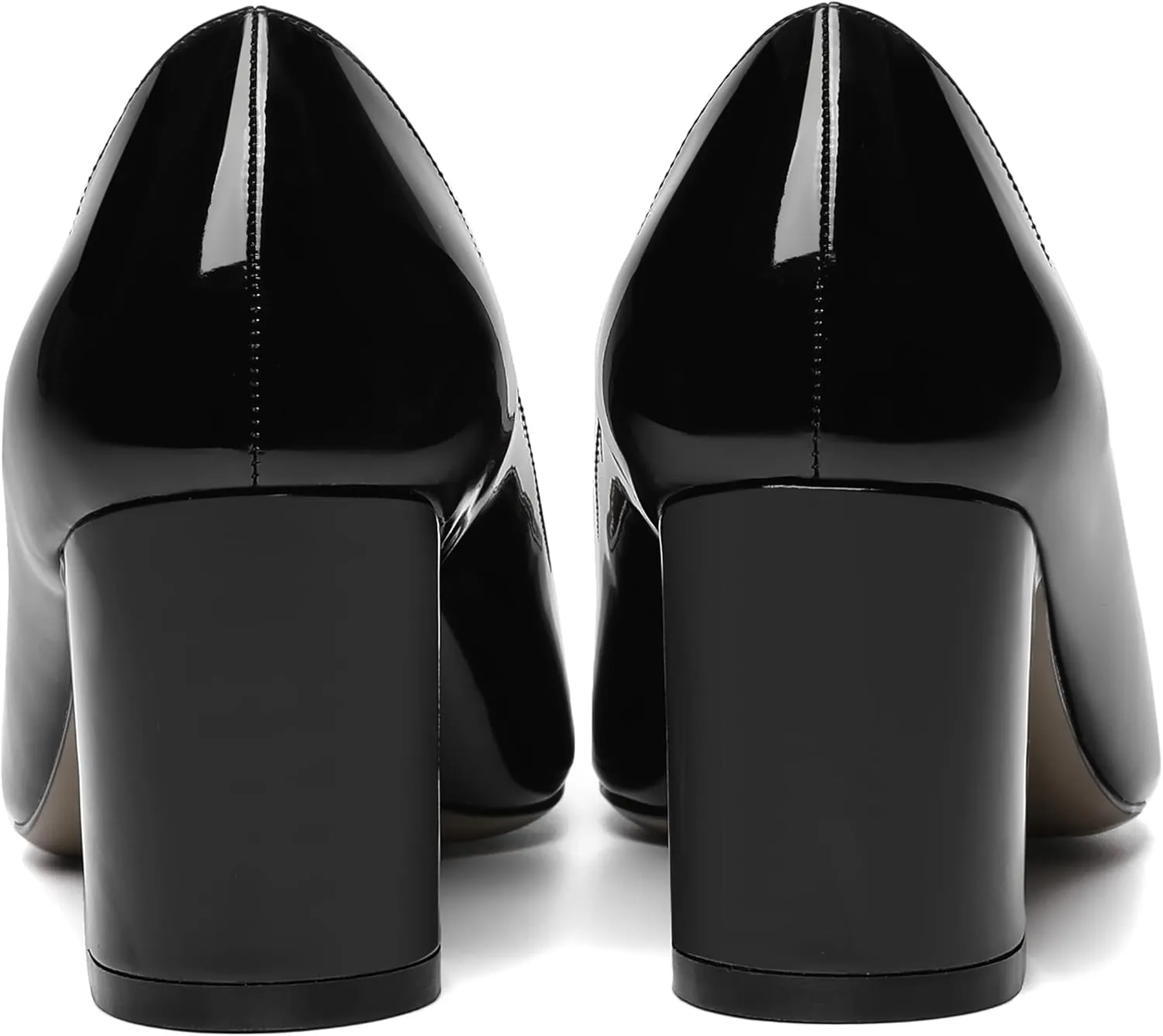 AMBELIGHT Womens Pointed Toe Dress Office Solid Slip On Patent Chunky Mid Heel Pumps Shoes 2.5 Inch