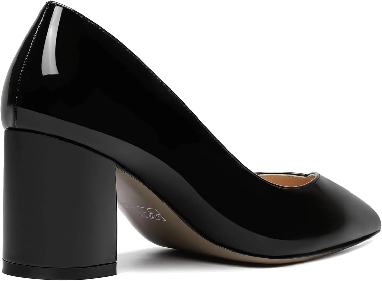 AMBELIGHT Womens Pointed Toe Dress Office Solid Slip On Patent Chunky Mid Heel Pumps Shoes 2.5 Inch