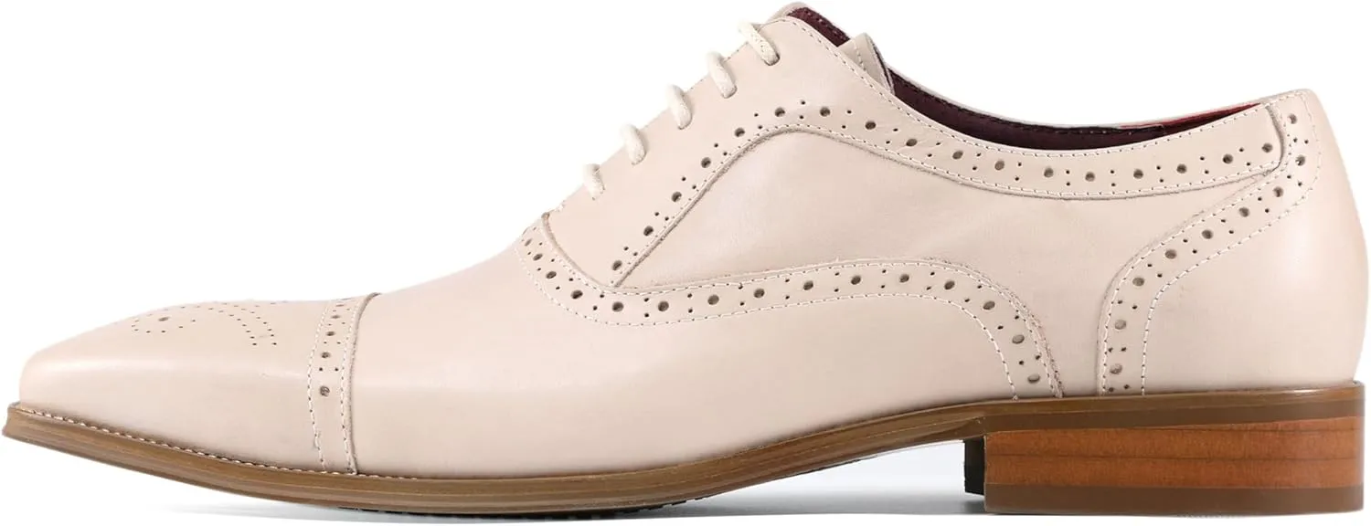 Asher Green AG114 Men's Genuine Leather Oxfords, Cap Toe, Lace Up, Brogue - Teal, Tan, Brown, Green, Grey