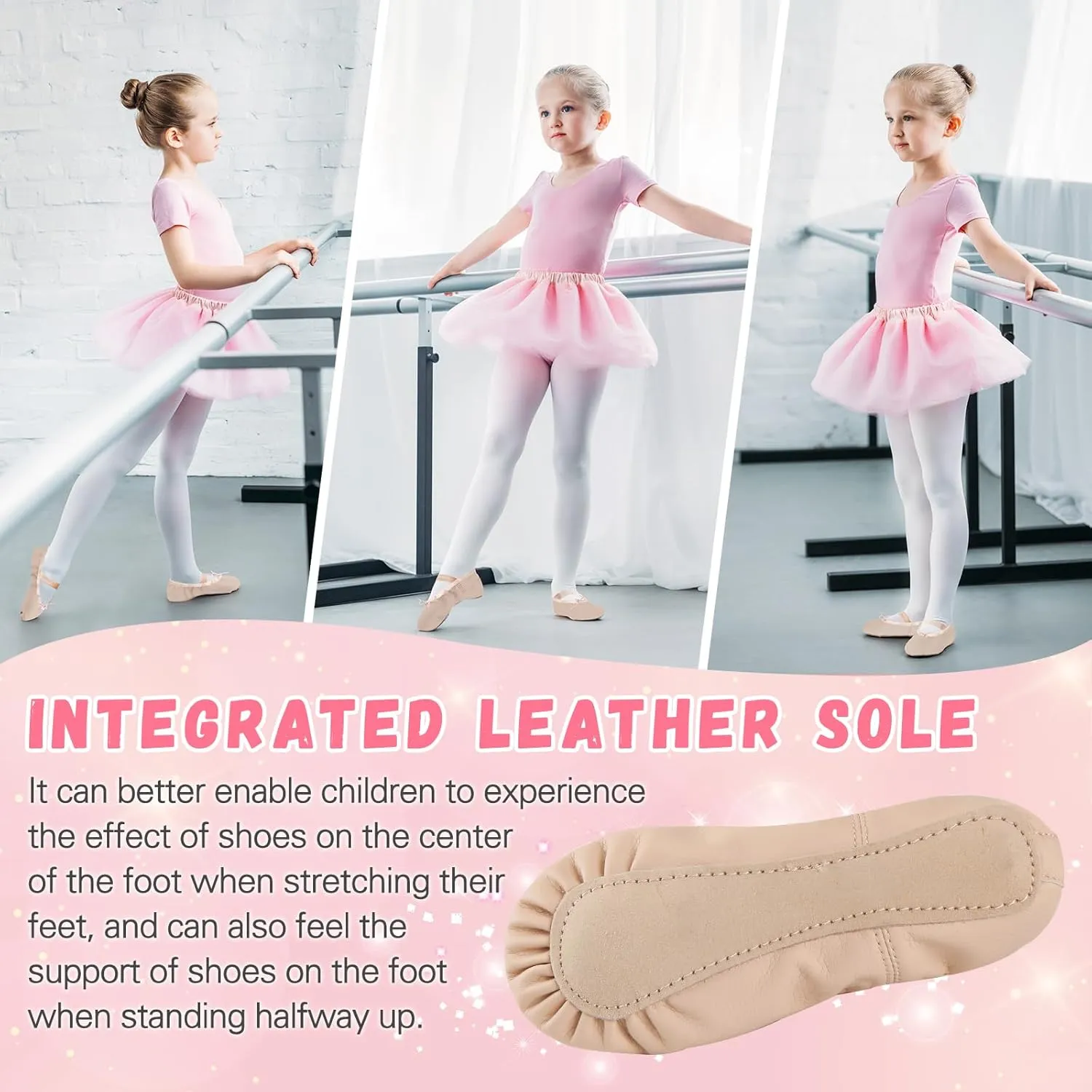 Ballet Shoes for Girls, Leather Ballet Slippers for Toddlers/Kids/Women