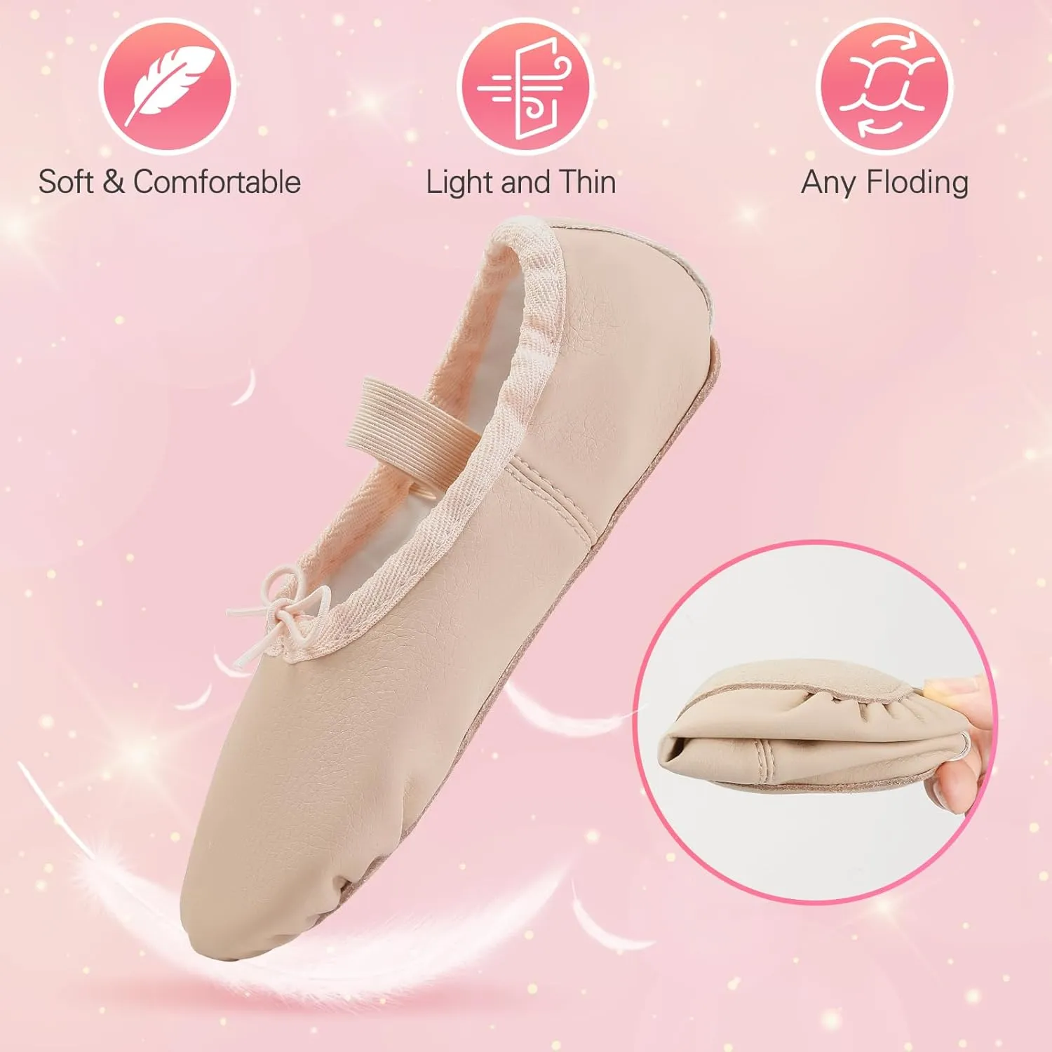 Ballet Shoes for Girls, Leather Ballet Slippers for Toddlers/Kids/Women
