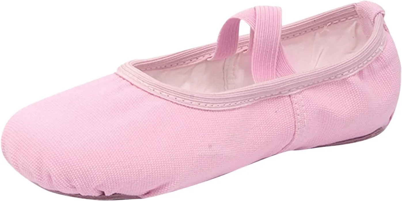 Ballet Shoes for Girls, Satin Elastic Dance Practice Slippers Split Soft Leather Flat Sole Yoga Gymnastics Shoes