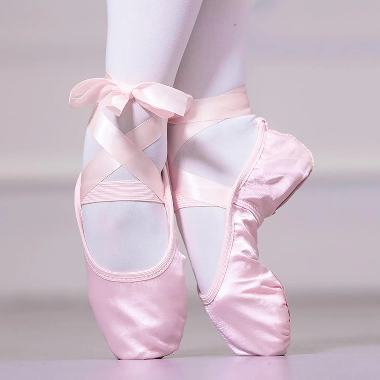 Ballet Shoes for Girls Satin Ribbons Ballet Slippers Dance Shoes Satin Dance Practice Slippers Breathable Shoes