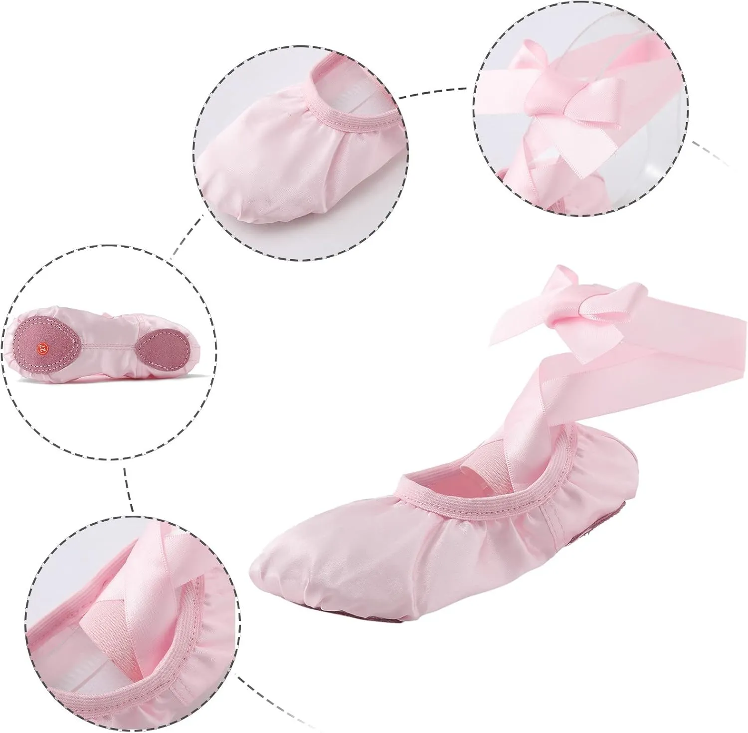 Ballet Shoes for Girls Satin Ribbons Ballet Slippers Dance Shoes Satin Dance Practice Slippers Breathable Shoes