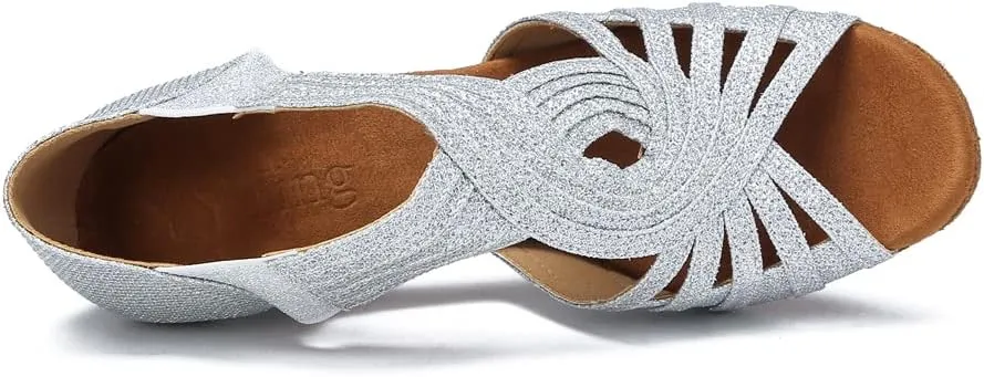 Ballroom Dance Shoes Women Latin Salsa Practice Dancer Shoes 2.5'' Heels YT02
