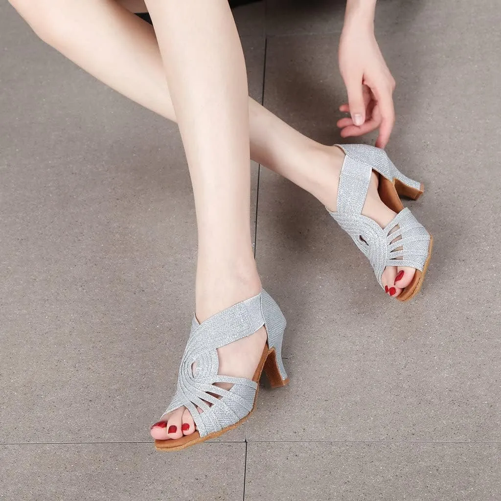 Ballroom Dance Shoes Women Latin Salsa Practice Dancer Shoes 2.5'' Heels YT02