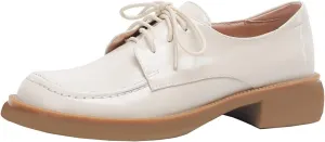 Betastella Women's Low Heel Chunky Oxfords Lace Up Round Toe Brogue Shoes