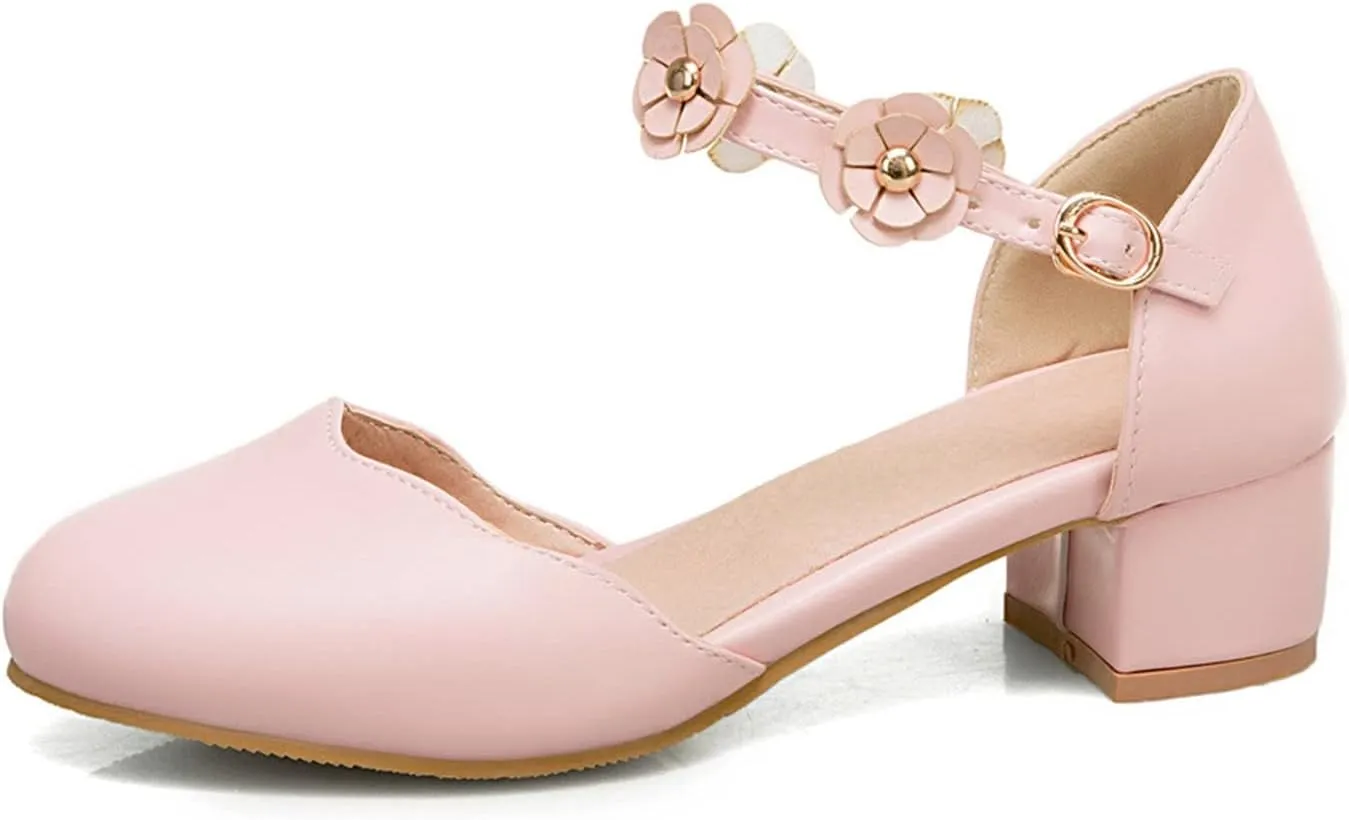Big Kids Girls Mary ane Dress Shoes Pumps Low Heels Flower High School Prom Shoes Kids Summer Sandals
