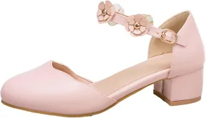 Big Kids Girls Mary ane Dress Shoes Pumps Low Heels Flower High School Prom Shoes Kids Summer Sandals