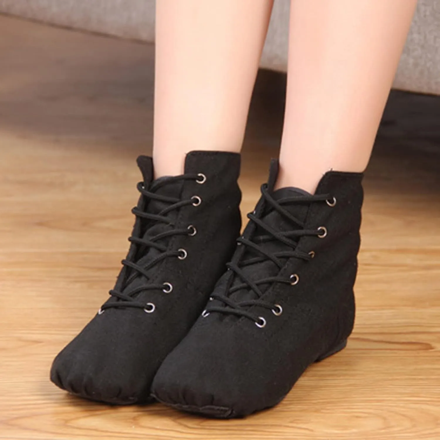 Child Jazz Boots Split Sole Dance Shoes for Boys Jazz Shoes for Girls Dance Booties Black Ballet Flat for Girls