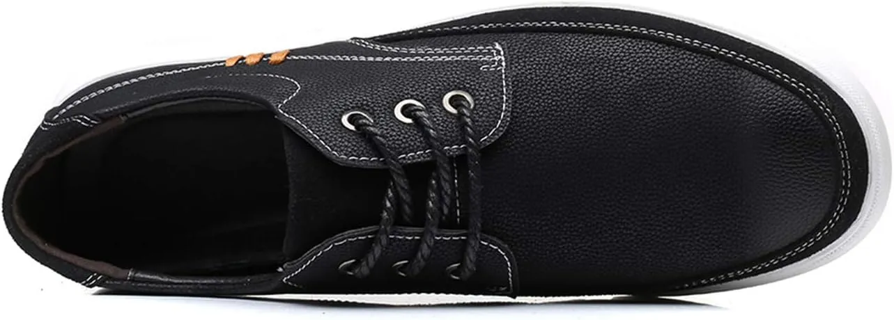 CMM Men Lace-up Flat Sneakers, Casual Shoes Fashion Leather Oxfords, Breathable Walking Shoes Work Outdoor