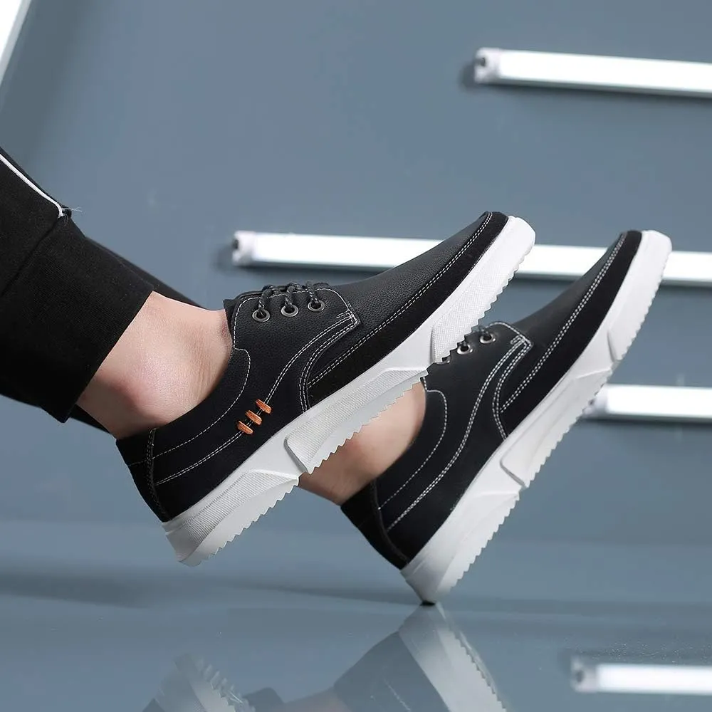 CMM Men Lace-up Flat Sneakers, Casual Shoes Fashion Leather Oxfords, Breathable Walking Shoes Work Outdoor