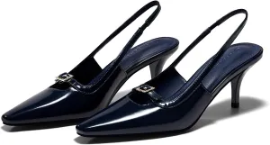 Coutgo Womens Kitten Heels Slingback Dress Shoes Buckle Office Work Pumps Shoes