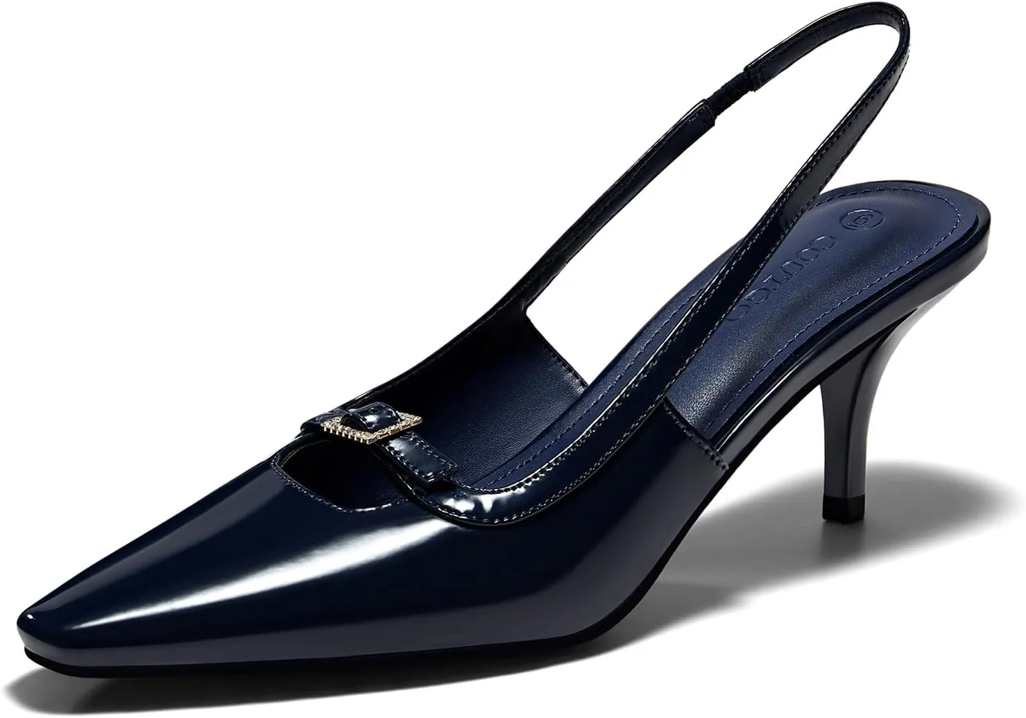 Coutgo Womens Kitten Heels Slingback Dress Shoes Buckle Office Work Pumps Shoes