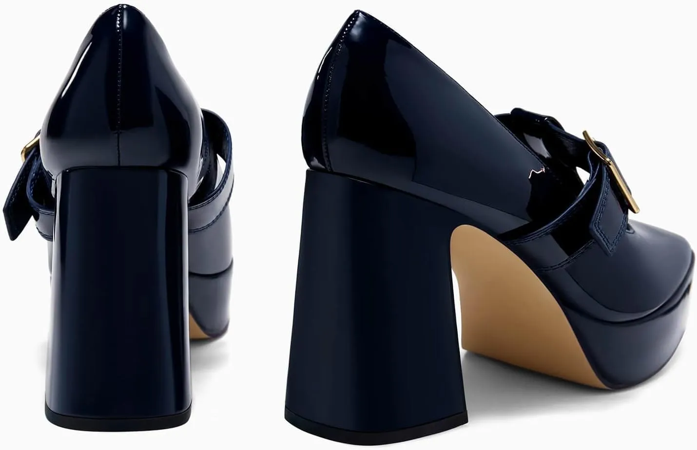 Coutgo Womens Platform Mary Jane Pumps T Strap Chunky High Heels Buckle Business Casual Dress Shoes