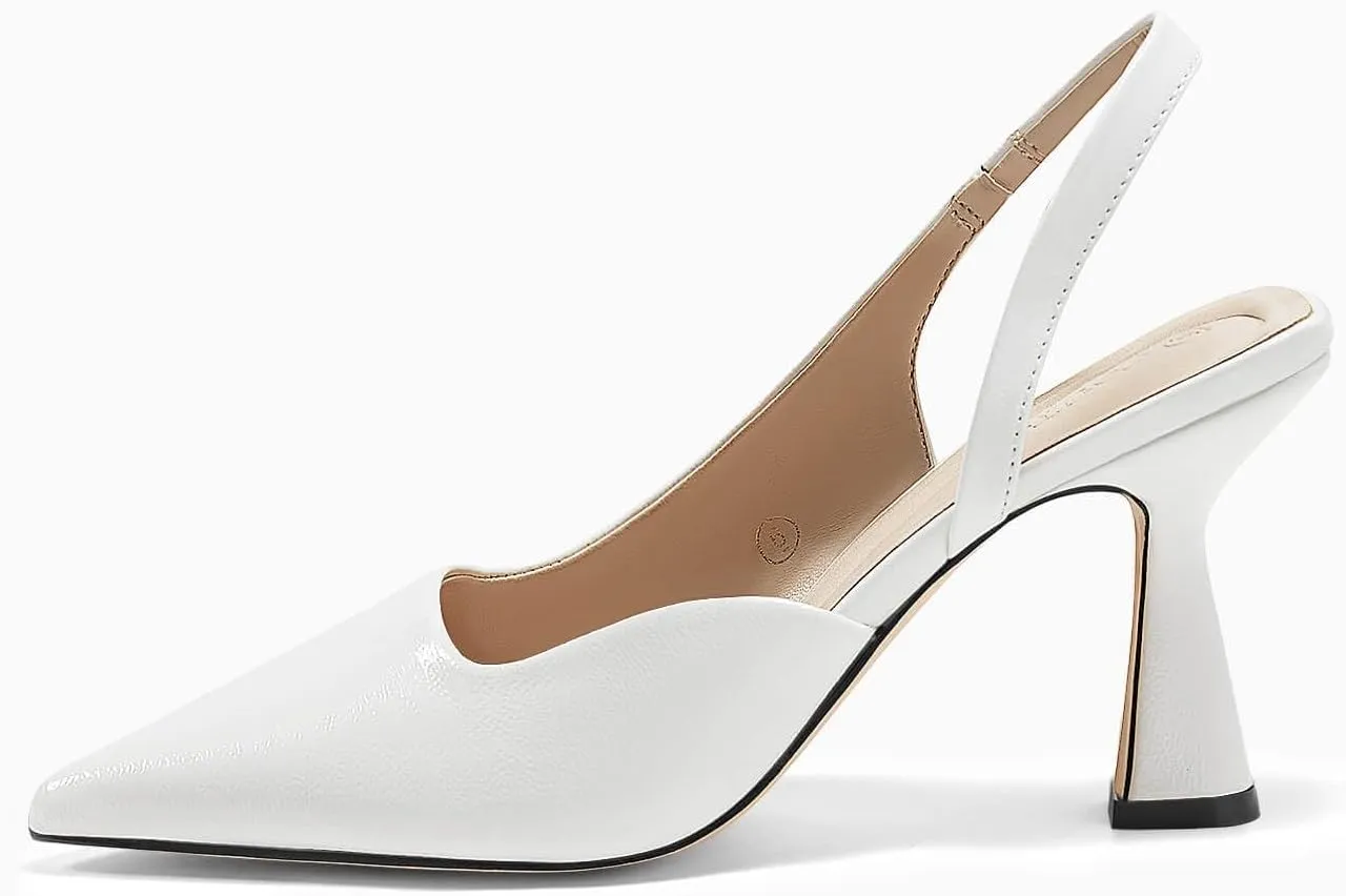 Coutgo Womens Slingback Stiletto High Heels Closed Pointed Toe Pumps DOrsay Sexy Office Dress Shoes