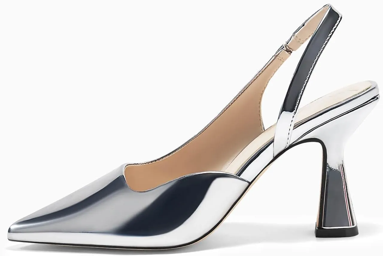 Coutgo Womens Slingback Stiletto High Heels Closed Pointed Toe Pumps DOrsay Sexy Office Dress Shoes