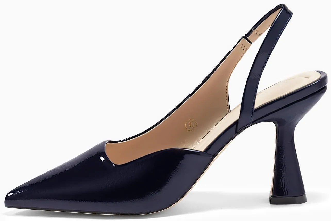 Coutgo Womens Slingback Stiletto High Heels Closed Pointed Toe Pumps D’Orsay Sexy Office Dress Shoes
