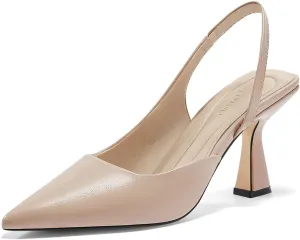Coutgo Womens Slingback Stiletto High Heels Closed Pointed Toe Pumps D’Orsay Sexy Office Dress Shoes
