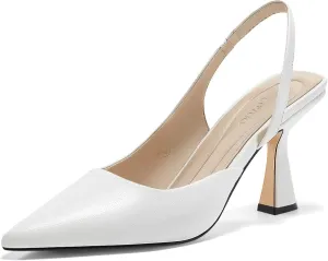 Coutgo Womens Slingback Stiletto High Heels Closed Pointed Toe Pumps DOrsay Sexy Office Dress Shoes