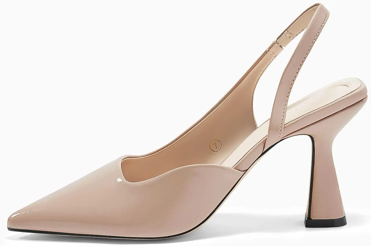 Coutgo Womens Slingback Stiletto High Heels Closed Pointed Toe Pumps DOrsay Sexy Office Dress Shoes