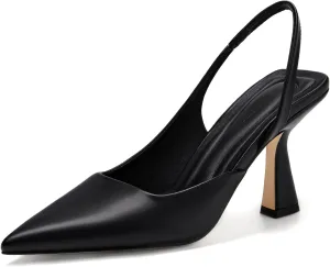 Coutgo Womens Slingback Stiletto High Heels Closed Pointed Toe Pumps D’Orsay Sexy Office Dress Shoes