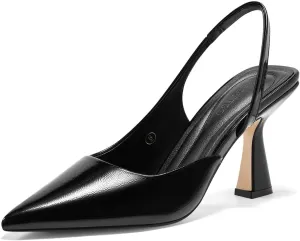 Coutgo Womens Slingback Stiletto High Heels Closed Pointed Toe Pumps DOrsay Sexy Office Dress Shoes