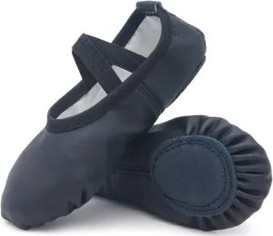 DIPUG Ballet Shoes for Girls Toddler Dance Slipper PU Leather Kids Ballerina Shoe