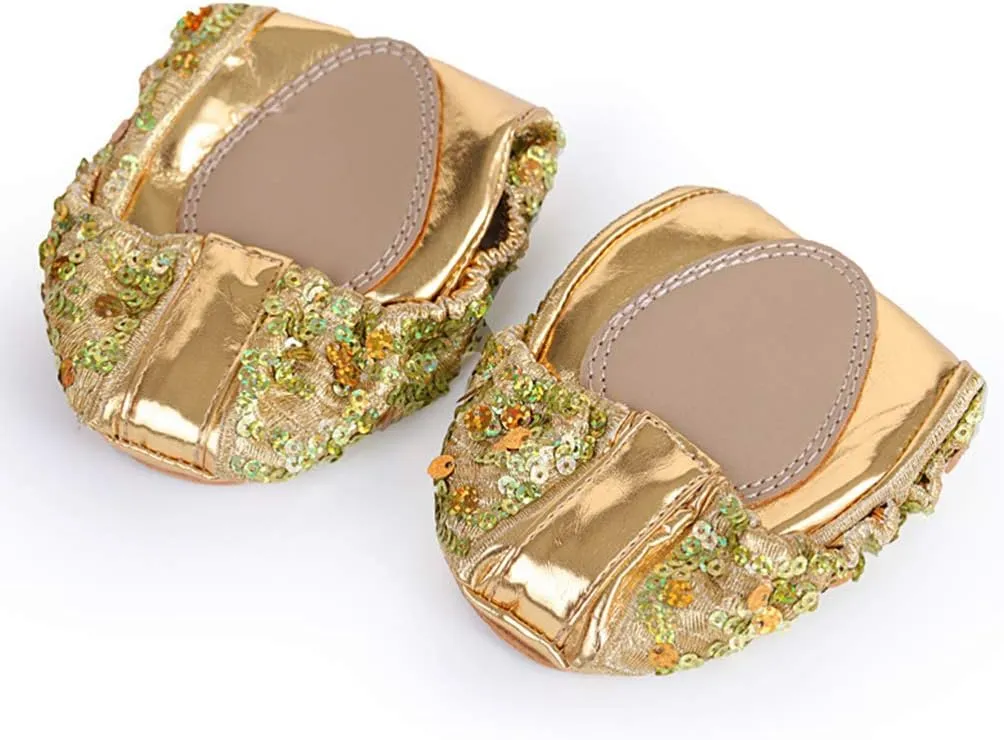 EXCEART 1 Pair Dancing Accessories Girls Glitter Slipper Dancing Shoes Sneakers Slippers Shoes for Women Flats Sequins Ballet Shoes Girl Child Non-slip Performance Shoes Golden