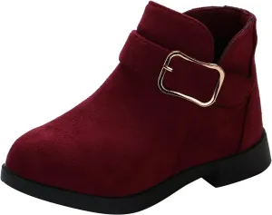 Girl Boots Kids Ankle Boots Warm Side Zipper Boots Low Heel Short Booties Winter Snow Boots Anti-Slip Shoes