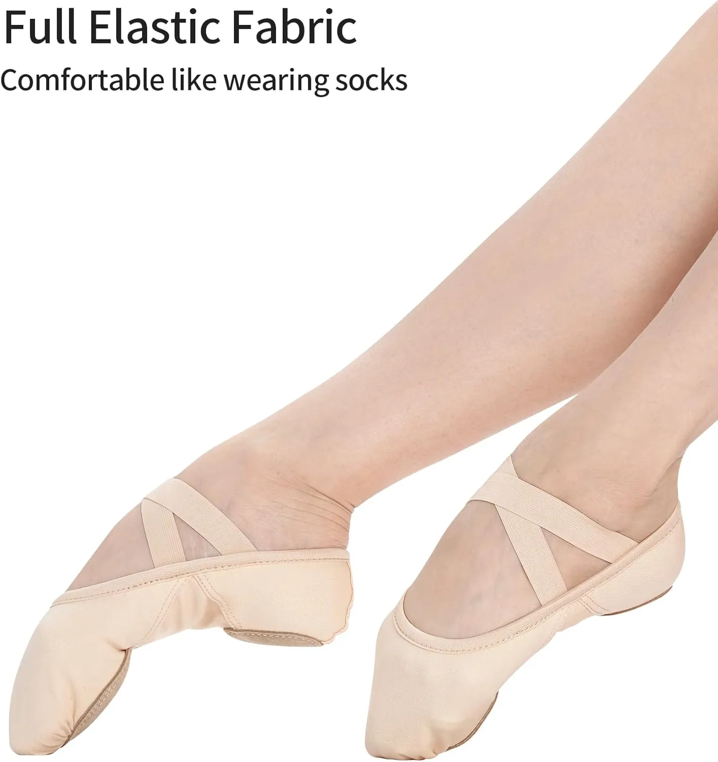 Girls Ballet Shoes, Full Stretchy Ballet Slippers for Big Kids/Women