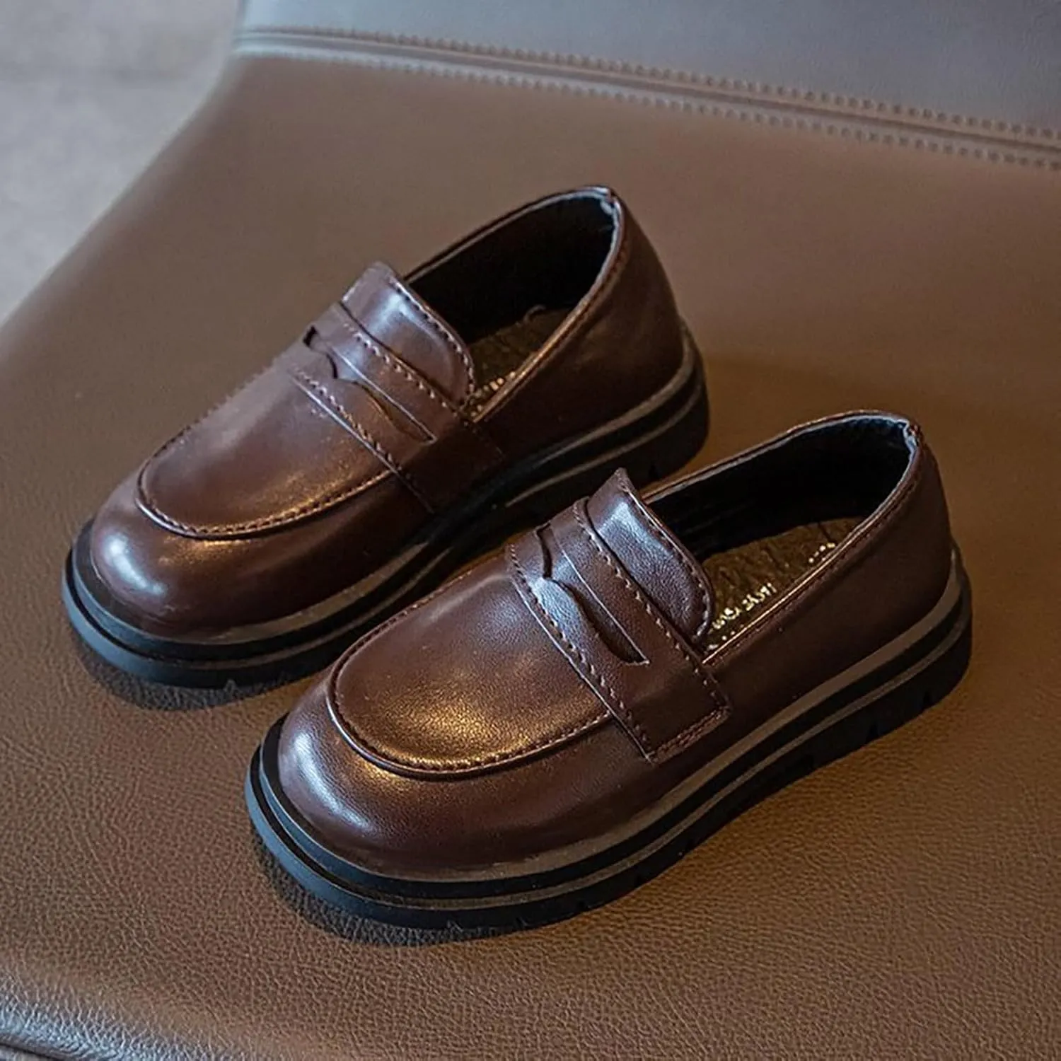 Girls Chunky Loafers Dress Shoes for Girl Platform 𝐏enny Loafers Round Toe School Uniform Slip On Oxford Shoes