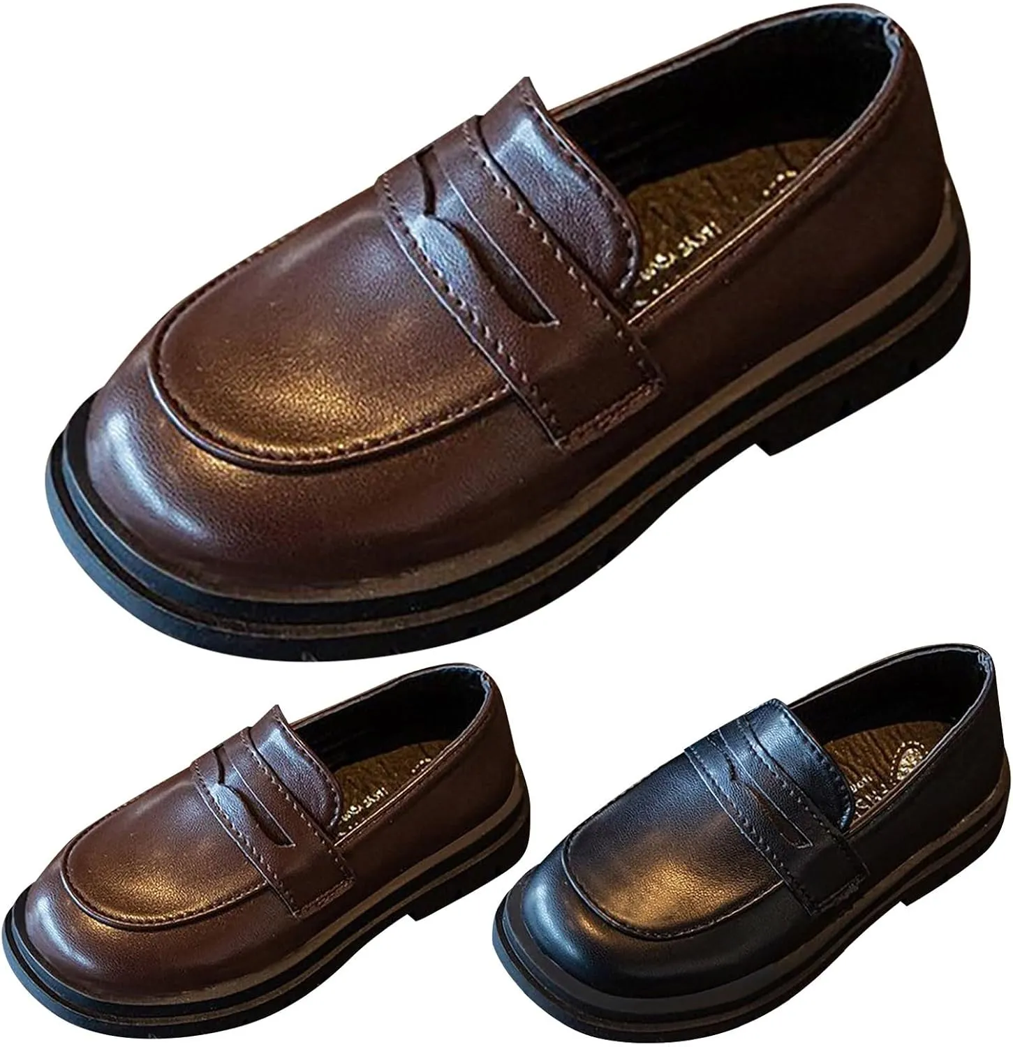 Girls Chunky Loafers Dress Shoes for Girl Platform 𝐏enny Loafers Round Toe School Uniform Slip On Oxford Shoes