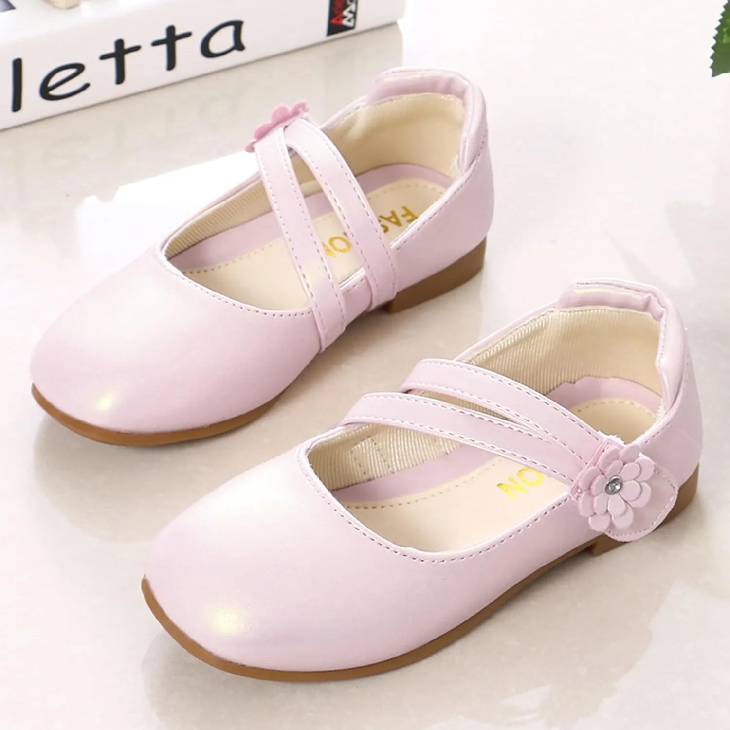 Girls Mary Jane Ballet Flats Flower Girl Dress Shoes Little Kids Flower Wedding Party Communion Shoes