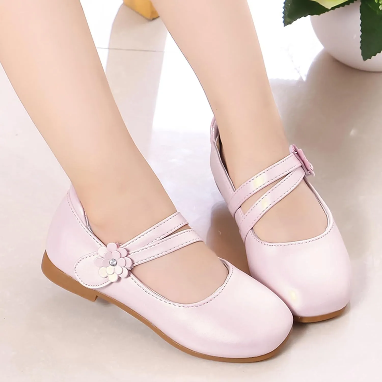 Girls Mary Jane Ballet Flats Flower Girl Dress Shoes Little Kids Flower Wedding Party Communion Shoes