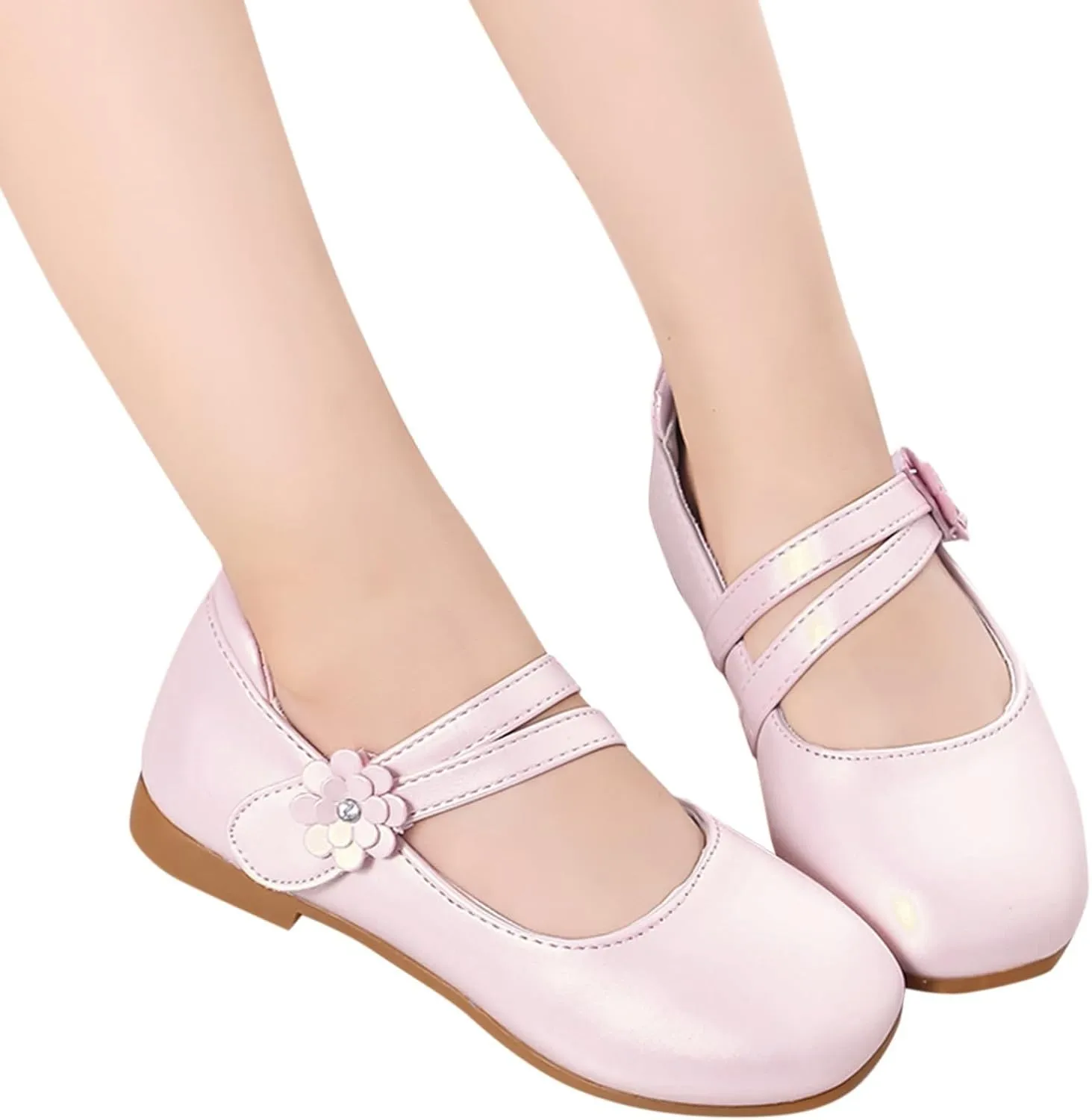 Girls Mary Jane Ballet Flats Flower Girl Dress Shoes Little Kids Flower Wedding Party Communion Shoes