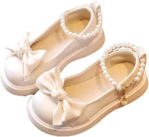 Girls Shoes Platform Mary Jane Toddler Girls Dress Shoes Cute Bowknot Pearls Flower Girls Wedding Birthday Party Prom