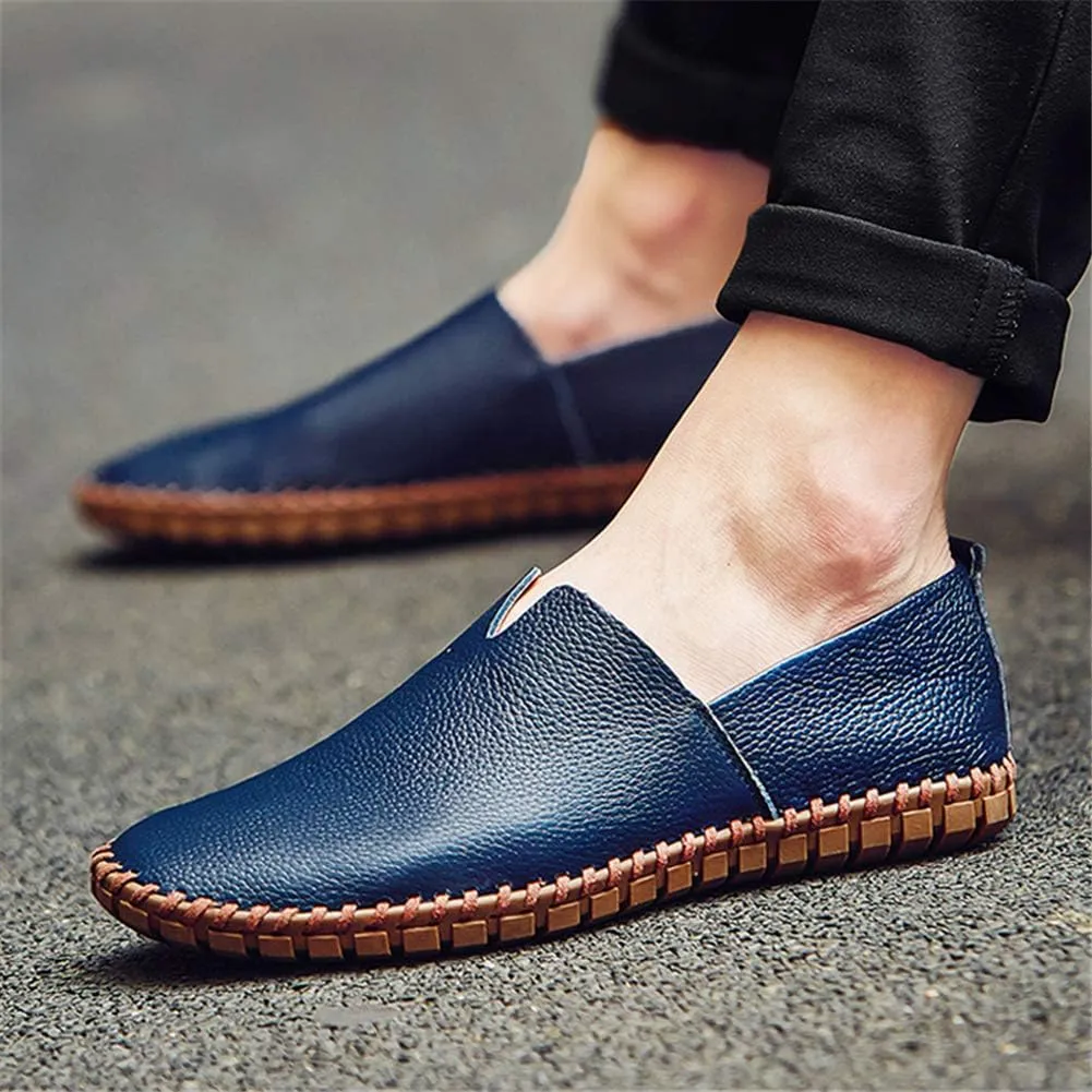 GOSPT Men's Handmade Leather Loafers Flats Driving Moccasins Slip on Shoes