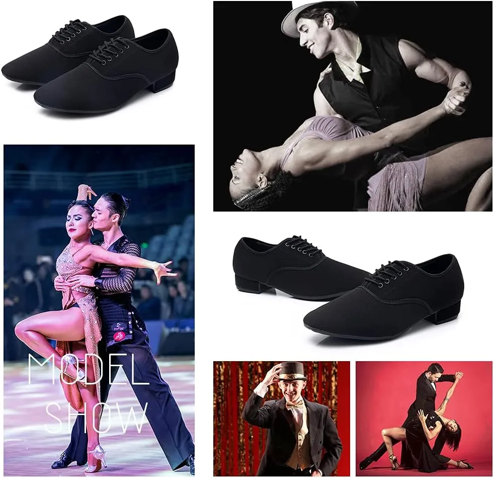 HIPPOSEUS Men's Standard Ballroom Dance Shoes Lace up Latin Tango Rumba Social Dance Waltz Shoes