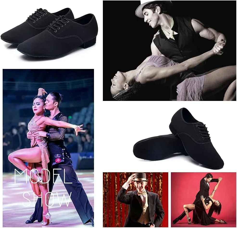 HIPPOSEUS Men's Standard Ballroom Dance Shoes Lace up Latin Tango Rumba Social Dance Waltz Shoes