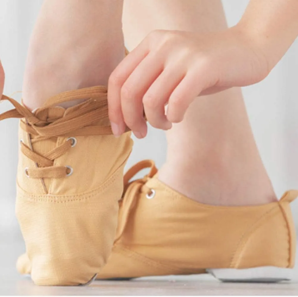 HROYL Leather/Canvas Jazz Shoes lace up Jazz Dancing Shoes,Suitable for Girls/Boys/Women/Men,Model-TJ-DBjazz