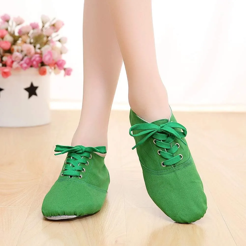 HROYL Leather/Canvas Jazz Shoes lace up Jazz Dancing Shoes,Suitable for Girls/Boys/Women/Men,Model-TJ-DBjazz