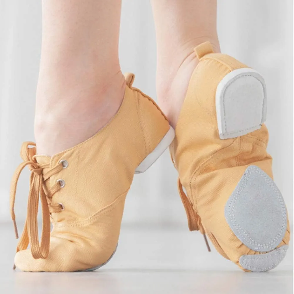 HROYL Leather/Canvas Jazz Shoes lace up Jazz Dancing Shoes,Suitable for Girls/Boys/Women/Men,Model-TJ-DBjazz