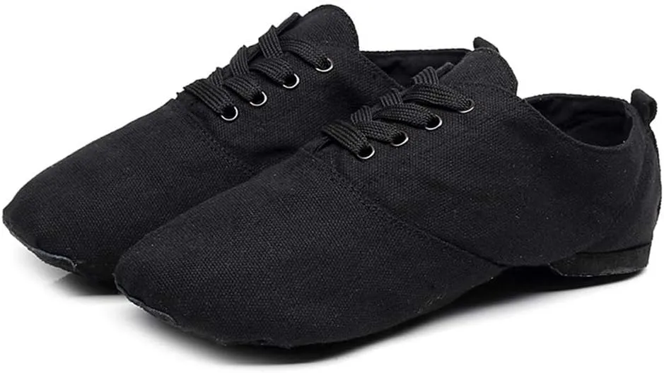 HROYL Leather/Canvas Jazz Shoes lace up Jazz Dancing Shoes,Suitable for Girls/Boys/Women/Men,Model-TJ-DBjazz