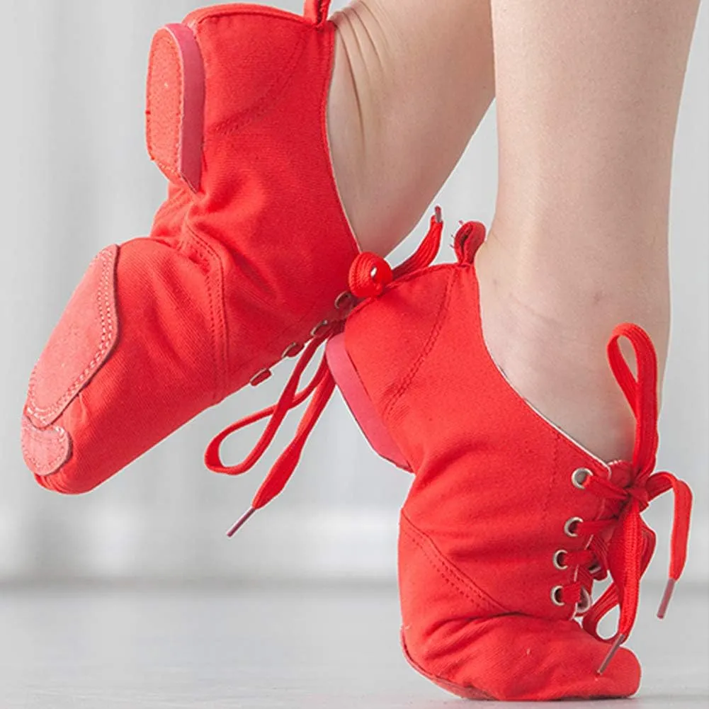 HROYL Leather/Canvas Jazz Shoes lace up Jazz Dancing Shoes,Suitable for Girls/Boys/Women/Men,Model-TJ-DBjazz