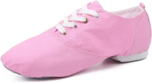 HROYL Leather/Canvas Jazz Shoes lace up Jazz Dancing Shoes,Suitable for Girls/Boys/Women/Men,Model-TJ-DBjazz