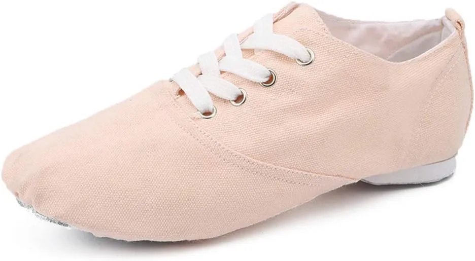 HROYL Leather/Canvas Jazz Shoes lace up Jazz Dancing Shoes,Suitable for Girls/Boys/Women/Men,Model-TJ-DBjazz