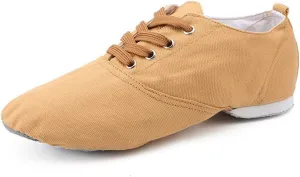 HROYL Leather/Canvas Jazz Shoes lace up Jazz Dancing Shoes,Suitable for Girls/Boys/Women/Men,Model-TJ-DBjazz