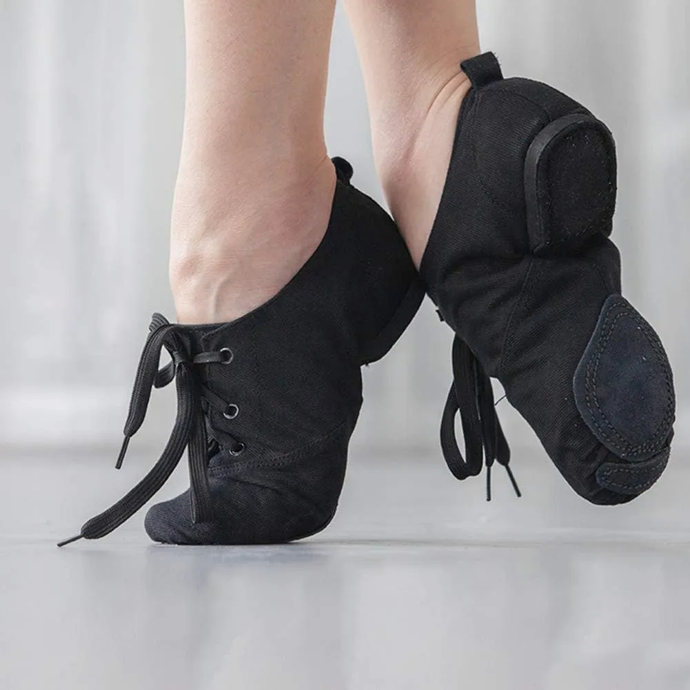 HROYL Leather/Canvas Jazz Shoes lace up Jazz Dancing Shoes,Suitable for Girls/Boys/Women/Men,Model-TJ-DBjazz